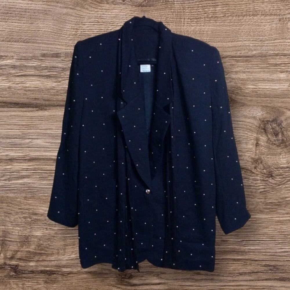 Vintage Tina Hagen oversized black studded Blazer with scarf. Medium.